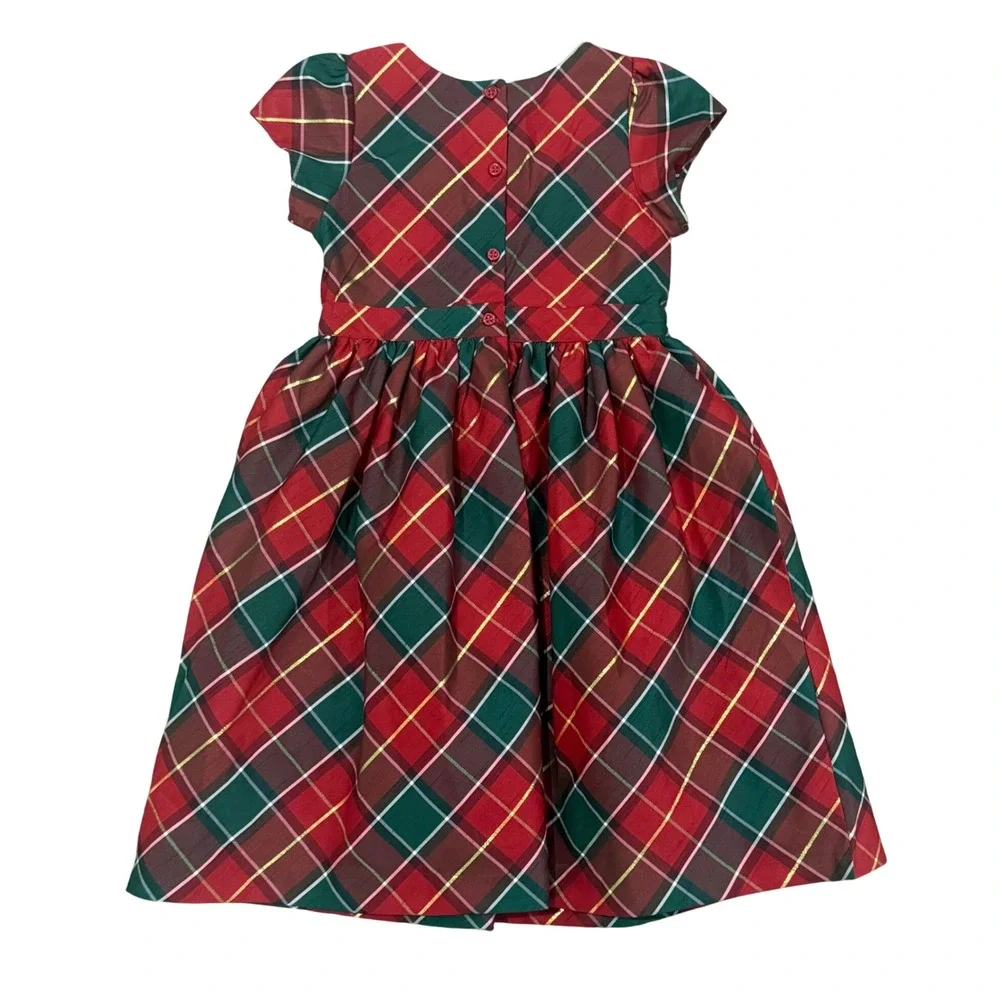 Gymboree Girls Red Green Plaid Christmas Holiday Dress Gold Metallic Size 8